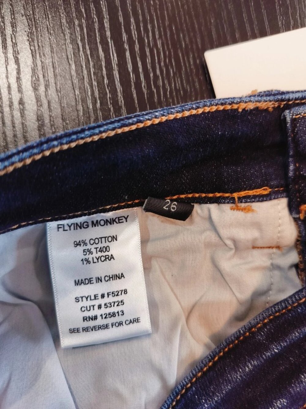 Flying Monkey Black Label Jeans Women's Size 26 Dark Wash Straight Stretch NWT - Picture 10 of 11
